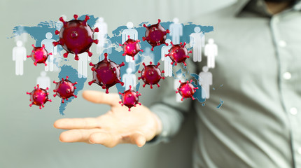 COVID-19 Business Finance Crisis Concept. Coronavirus Danger Pandemic. Global stress of world .