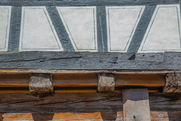 Old building wall element half timbered technique, architecture detail background