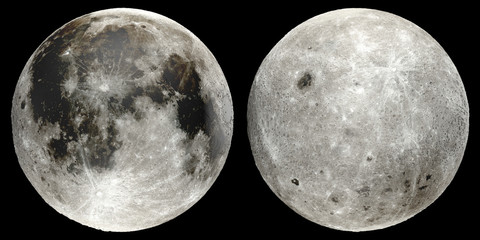 3d rendering of Moon isolated on black background. Elements of this image are furnished by NASA	