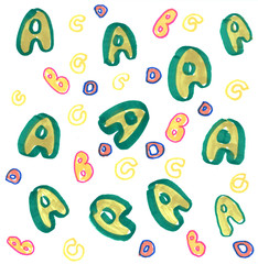 Hand-drawn abstract background illustration - alphabet letter