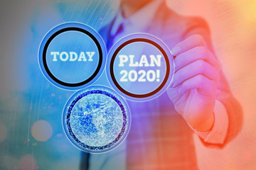 Conceptual hand writing showing Plan 2020. Concept meaning detailed proposal for doing or achieving...