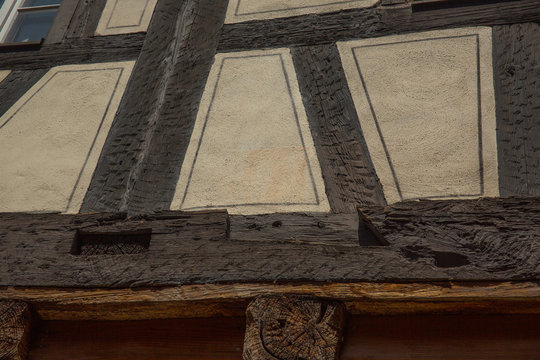 Wall of half timbered house, traditional architecture detail