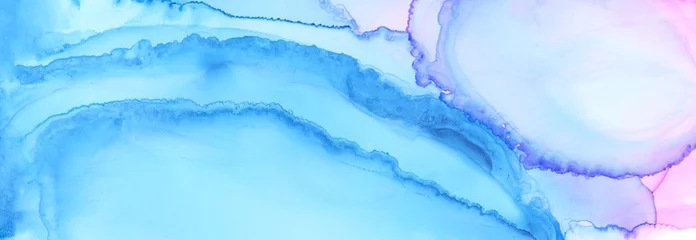Gordijnen Art Abstract paint blots background. Alcohol ink colors. Marble texture. Horizontal long banner. © Liliia