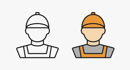 Auto mechanic avatar icon. Vector linear illustration in a flat style.