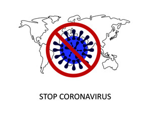 Stop Coronavirus concept on the background of world map. COVID-19. 2019-nCoV. Coronavirus quarantine and epidemic concept.
