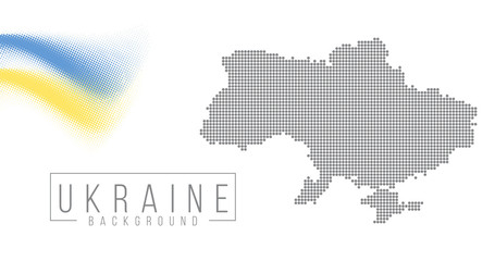 Ukraine country map backgraund made from abstract halftone dot pattern, Flag concept. Vector illustration isolated on white background