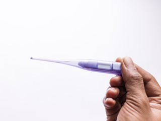 purple thermometer isolated stock image.