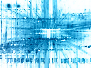 Abstract blue on white background element. Fractal graphics 3d illustration. Science or technology concept.