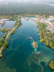 Aerial vertical view green lake at Guar Petai.