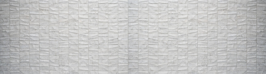 Corrugated rectangle geometric white gray stone concrete cement tiles texture background panorama banner long