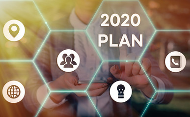 Word writing text 2020 Plan. Business photo showcasing setting up your goals and plans for the...