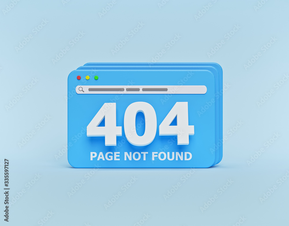  page not found 404 design. 404 error web page concept. minimal style. 3d rendering