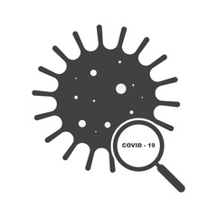 Emblem of the stop coronavirus COVID-19 through a magnifying glass, magnifier.