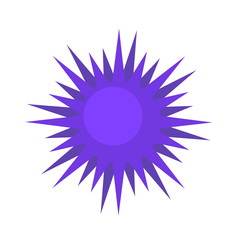 Blue spiky virus, molecule, bacterium cartoon model. Cartoon icon. Flat vector illustration, isolated on white background.