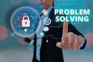 Text sign showing Problem Solving. Business photo text process of finding solutions to difficult or...