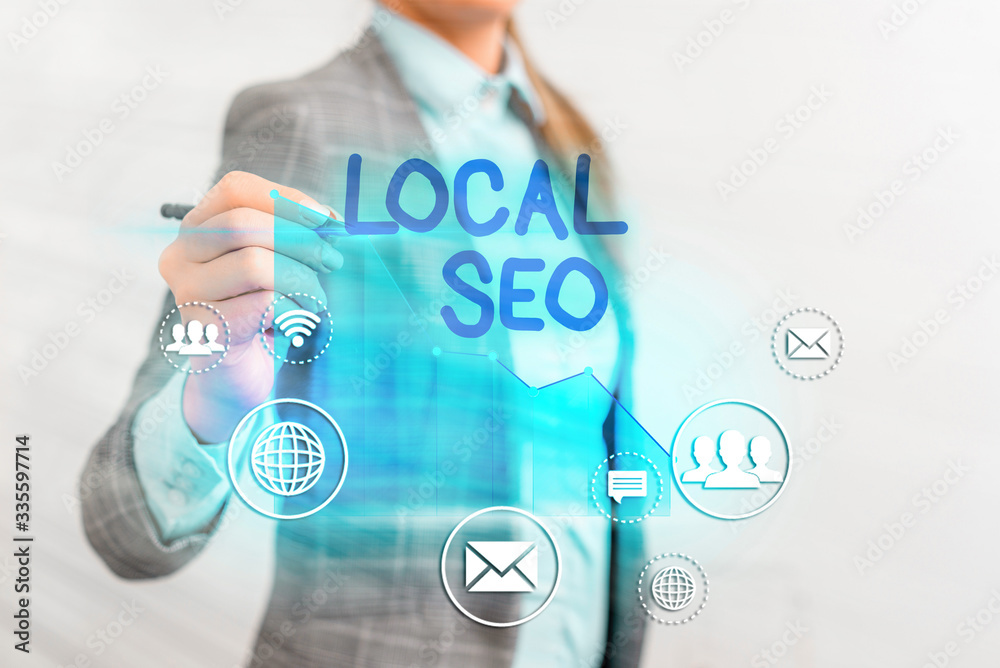 Poster conceptual hand writing showing local seo. concept meaning optimize your website to rank better for 