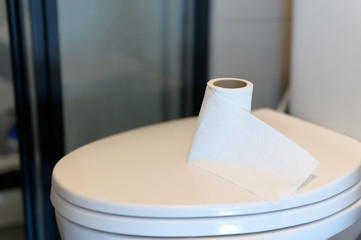 Roll Bathroom tissue or toilet paper in selective focus