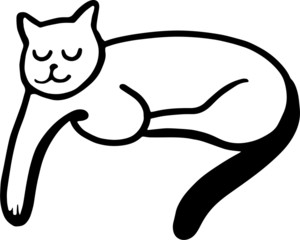 A hand-drawn cat isolated on a white background. Vector illustration in Doodle style