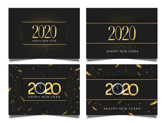 Naklejka premium 2020 Happy New Year vector design set. design illustration can be use for poster, banner, background and celebration event