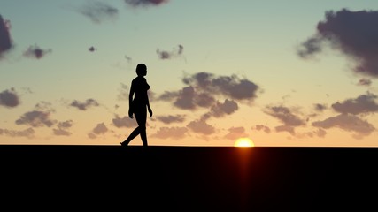 People at Sunset 3D Rendering