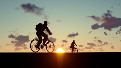 Obraz premium People at Sunset 3D Rendering