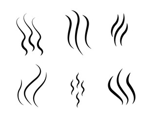 Modern vector illustration of aroma icon. Steam icon set isolated on white background. Smell sign, wave symbol. Logo for design template.