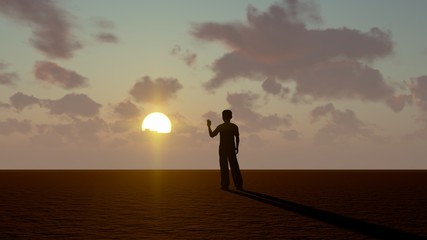 Fototapeta premium People at Sunset 3D Rendering