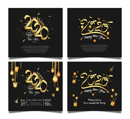 Fototapeta na wymiar 2020 Happy New Year vector design set. design illustration can be use for poster, banner, background and celebration event