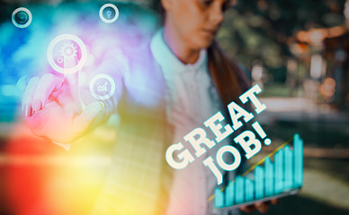 Text sign showing Great Job. Business photo text sed for telling someone that they have done...