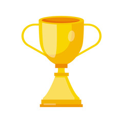 illustration of Golden trophy cup. Winner's trophy award. Icon for web site, application. Symbol of win. Awards ceremony. Vector.