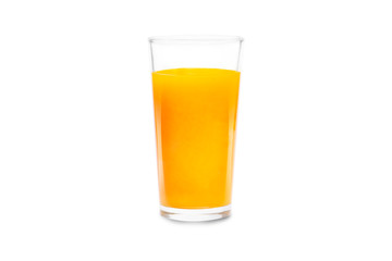 Orange juice glass isolated on white background.Freshly squeezed orange juice for health.