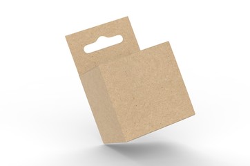 Hanging white blank cardboard packaging box with hang tab retail box for mock up design and design presentation. 3d render illustration.