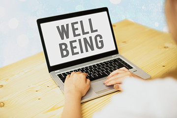 Writing note showing Well Being. Business concept for A good or satisfactory condition of existence...