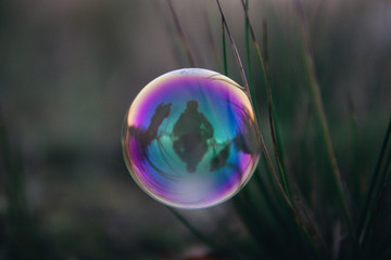 soap bubbles in the grass