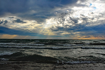 Stormy Morning with rays at the Beach