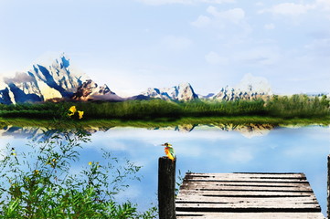 Himalayan mountain and beautiful lake