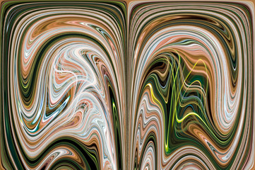 Abstract brown-green pattern. Symmetry, psychedelic.