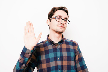 Fototapeta premium Man showing hello