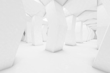 Abstract empty white hall interior 3 d