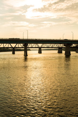 Fototapeta na wymiar Dienfenbaker Bridge in Prince Albert