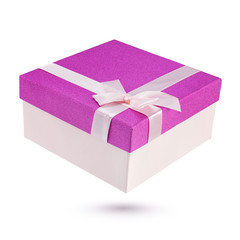 Closed cardboard gift box isolated on white background
