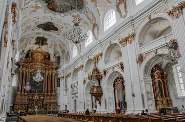 Fototapeta na wymiar Interior of the Jesuitenkirche (Jesuit Church) in Luzern, Switzerland.