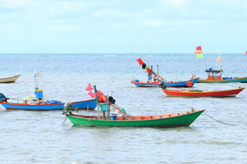 Naklejka na ściany i meble small sea ship for fishing in thailand
