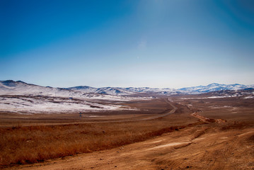 Road in the valley on the island of Olkhon