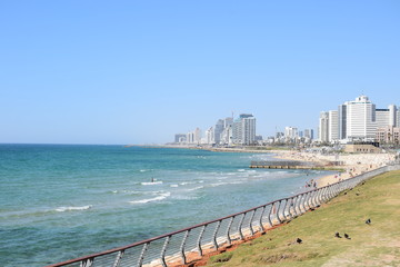 Fototapeta premium Famous Tel Aviv Coastline from the shore in Jaffa