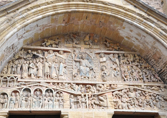 CONQUES, AVEYRON, FRANCE, EUROPE, AUTUMN 2018. Abbey of Sainte-Foy in the most beautiful and...
