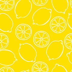Seamless pattern with lemon hand drawn fruits elements. Vegetarian wallpaper. For design packaging, textile, background, design postcards and posters.