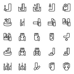 Set of Foot Care Massage Treatment outline style icon - vector