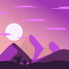 Colorful safari illustration in flat style. The nature of Africa sets for rest and summer.