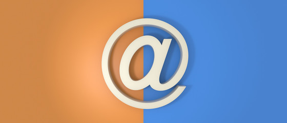 Email sign on wall background, banner, copy space. 3d illustration